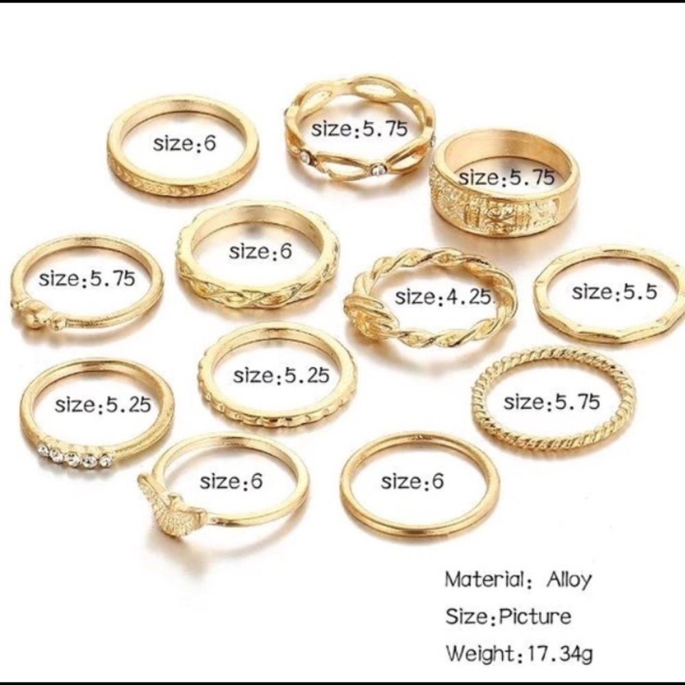5 for $20 ❤️ 12pc Gold Boho Midi Ring Set - Picture 3 of 3